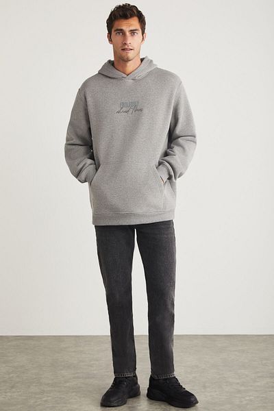 GRIMELANGE Ανδρικό φούτερ Ralph με κουκούλα oversize, καλουπωμένο Grimelange με φλις μέσα