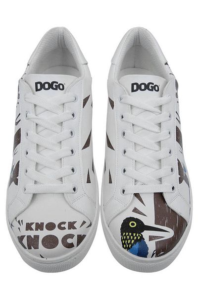 Dogo Ανδρικά Vegan Δερμάτινα Λευκά Sneakers - Knock Knock Design