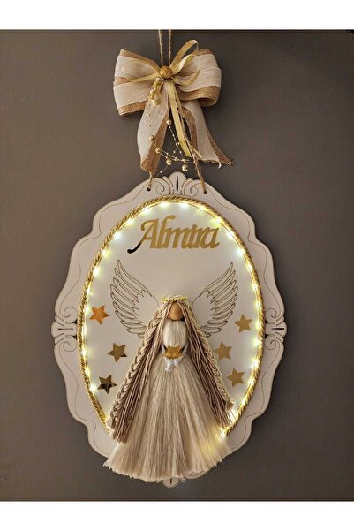 HD Different Ledli Çerceve Kapı Süsü Ahşap Kapısüsü Melek Kapı Susu