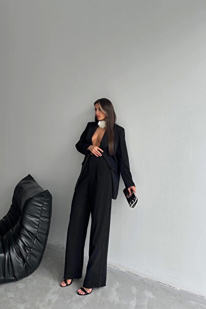 Eka Pantaloni Palazzo negri de damă 1017-0001