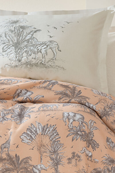 Yataş Aster Single 100% Cotton Pique Set - Salmon