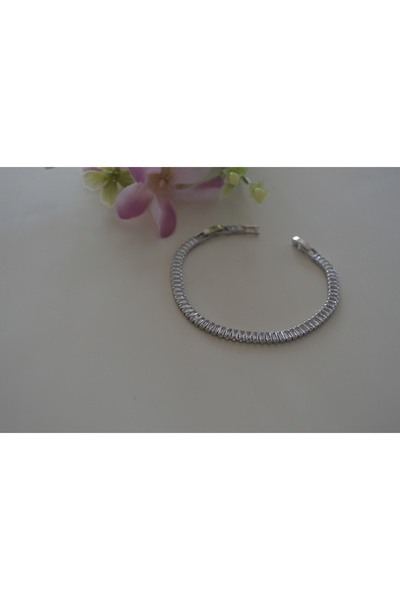 FASHİON JEWELRY مجوهرات الأزياء - سوار من الفولاذ المقاوم للصدأ على شكل باجيت...