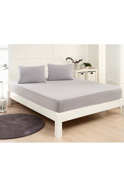 Altın Yaprak Gray - Double Elastic Cotton Combed Sheet 2 Pieces Pillow Case (50X70 CM)