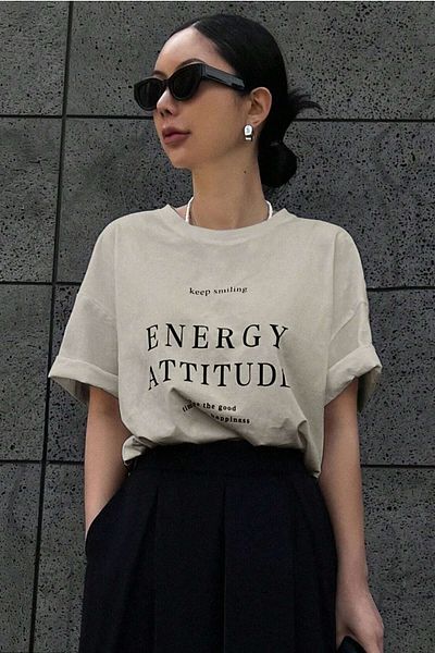MODAGEN Dámské oversize tričko s energetickým potiskem