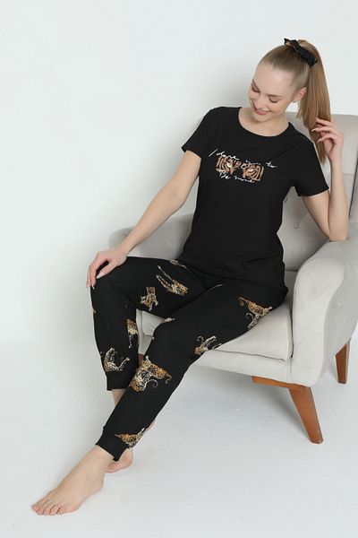 Wordex Mr1401 Pegasus Lycra Υφασμάτινο Σετ κοντομάνικο Leopard Γυναικείες πιτζάμες