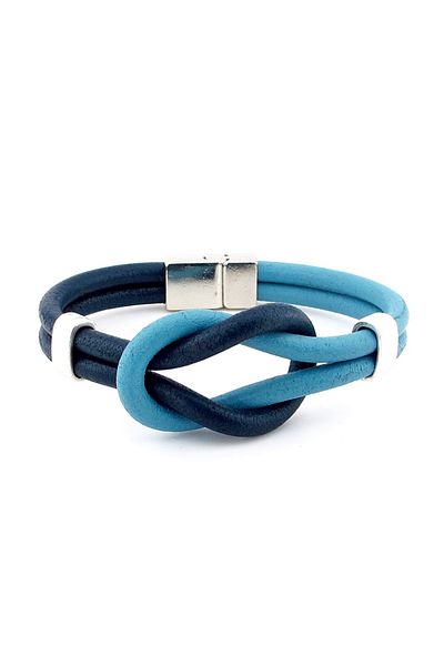 Solfera Blue Navy Blue Alaçatı Knot Genuine Leather Men's Bracelet M051C