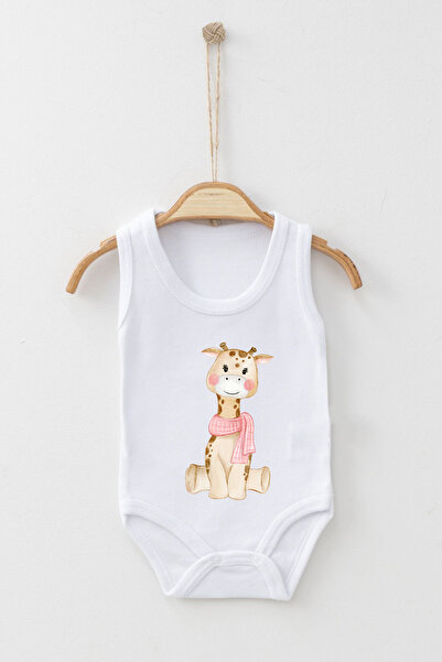 ADABEBEK Cute Giraffe Printed Strap Snap Bodysuit