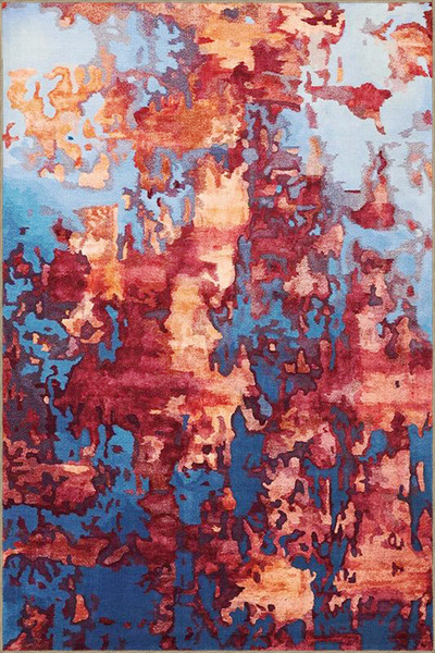 Rugs Modern Halı Μοντέρνο διακοσμητικό χαλί με αφηρημένο μοτίβο σε κόκκινο κα...
