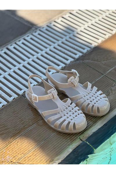 SHOEMARK Jelly Beige Buckle Detailed Women's Sandals