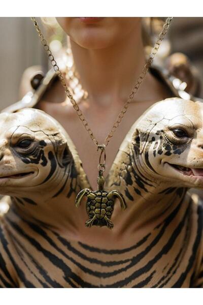 whocares قلادة سلسلة ملونة عتيقة للجنسين - سلحفاة صغيرة ورمز