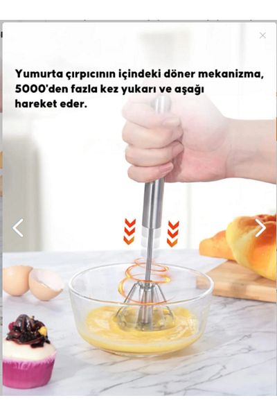 NİVENE Practical Stainless Steel Push Automatic Beater Metal Beater