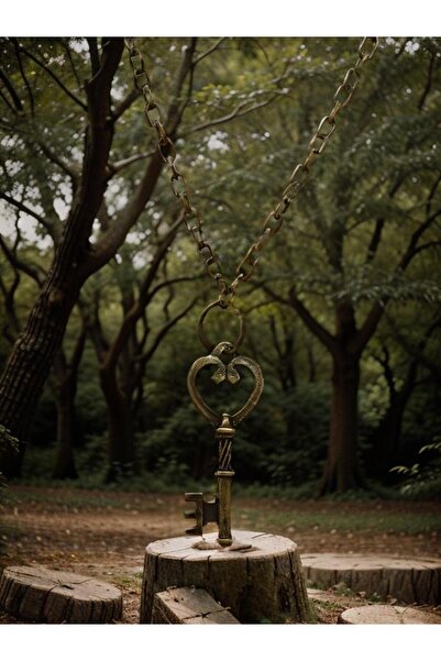 whocares قلادة سلسلة للجنسين على شكل قلب - رمز مفتاح، جودة اللون العتيق