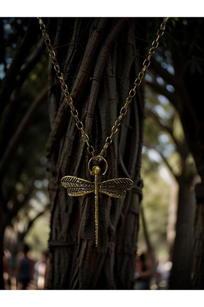 whocares Antique Color Quality Necklace with Dragonfly Symbol Unisex Chain
