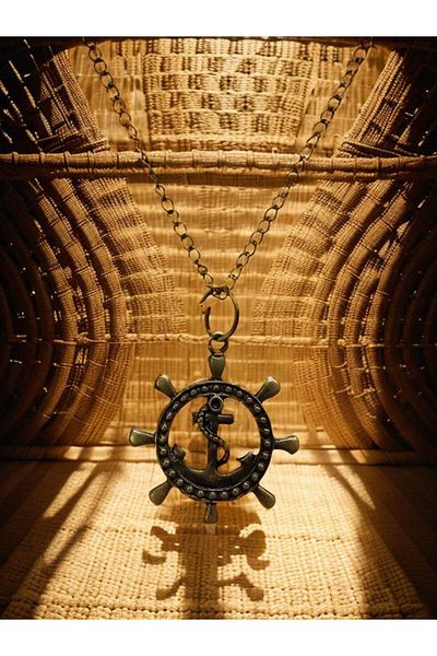 whocares Unisex Antique Colorful Quality Necklace with Chain and Anchor Symbol