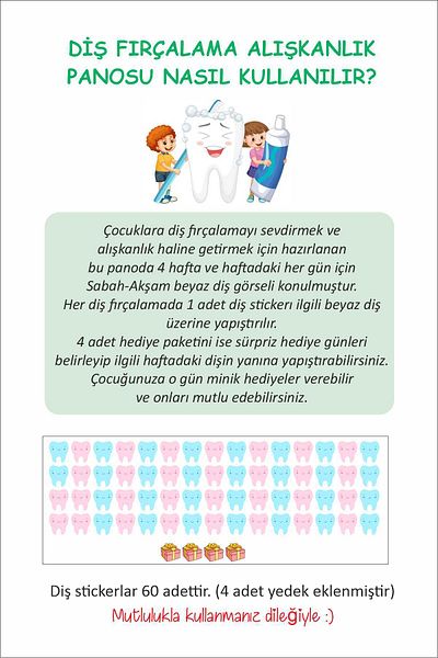 Sticker Ekspres Autocolant pentru tablă de obicei pentru periajul dinților pentru copii - Diagramă de urmărire a periajului dinților