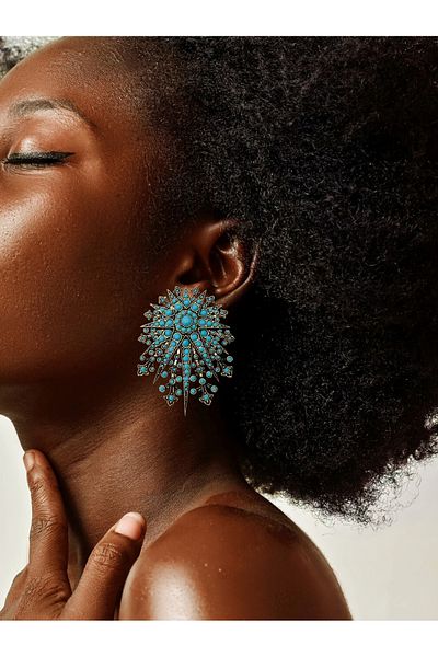 FAYRA ACCESSORIES Turquoise Jewelled Polar Star Earrings