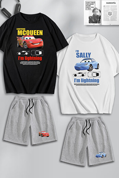 macklin Unisex Kadın Erkek I'm Sally & Mcqueen Baskılı Sevgili Çift Kombini Tasarım Oversize T shirt Ve Şort