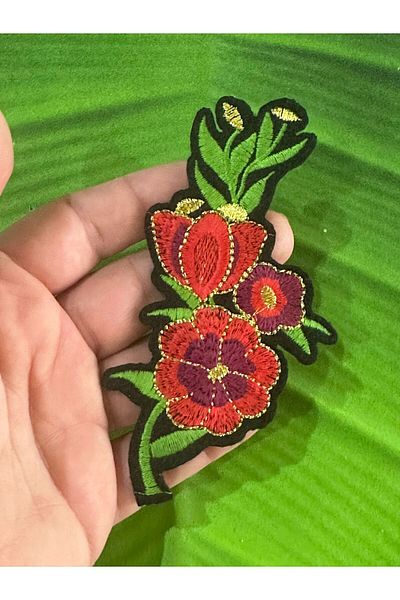 Gönülden Tasarım 12X6 CM FERĂȘIȚĂ STICKING BORDURIȚĂ FLORE ARMĂ PATCH CUSUT ACCESORIUM HOBBY