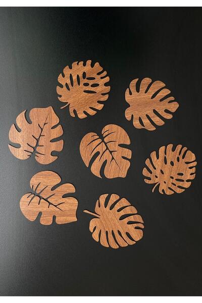 Forester Toys طقم مكون من 6 قطع من قواعد أكواب Monstera الخشبية بلون الجوز