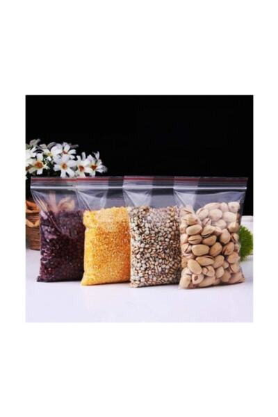 Merpak Ambalaj Kilitli Torba 11x14 Cm 100'lü Kilitli Buzdolabı Poşeti Şeffaf Kilitli Poşet Kilitli Saklama Poşeti