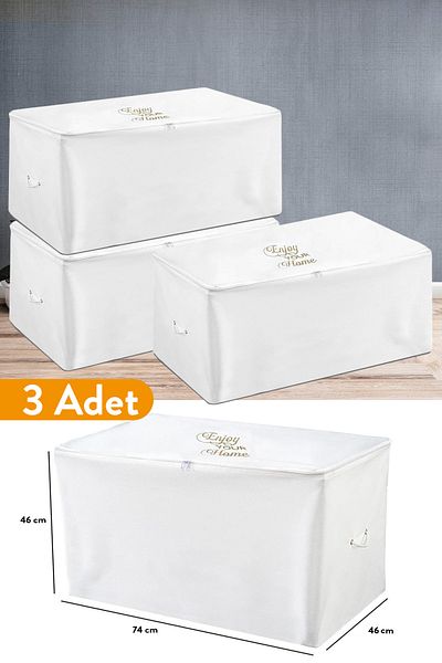 Serstil 3 Pieces - Large Size White Storage Bag - 74 x 46 x 46 cm