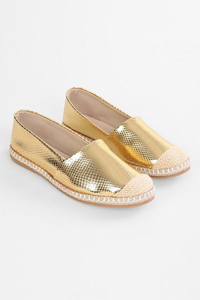 Shoeberry Melany Gold Shiny Casual Espadrille für Damen