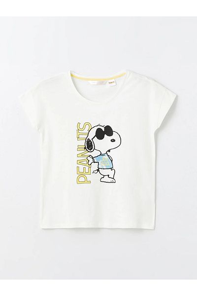 LC Waikiki Set de pijamale pentru femei LCW DREAM cu mânecă scurtă cu imprimeu Snoopy
