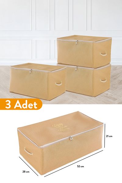 Serstil 3 части - малка кафява чанта за съхранение с щампа 52 X 28 X 21 Cm