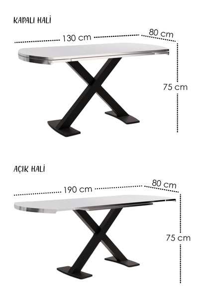 AVVİO Wella Lak Panel 80x130 Açılır Yemek Masası Mutfak Masası 6 Kişilik Masa Sandalye Takımı