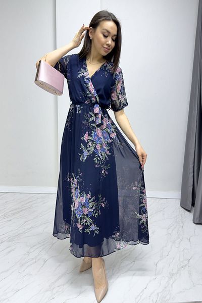 zks grup tekstil Φόρεμα σιφόν με κοντό μανίκι Leopard, Navy, Μαύρο, Tie-Dye, Καφέ, Πράσινο Floral