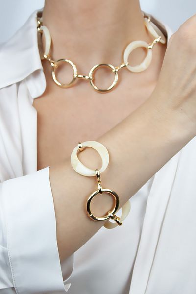 Pridza Bone Look Large Ring Necklace Bracelet Set