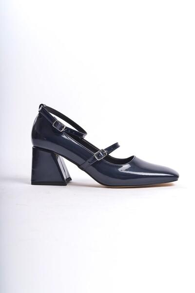 Modabuymus Kulia темно-сині лаковані туфлі з лакованої шкіри Mary Jane на товстому каблуці з ремінцем на носку