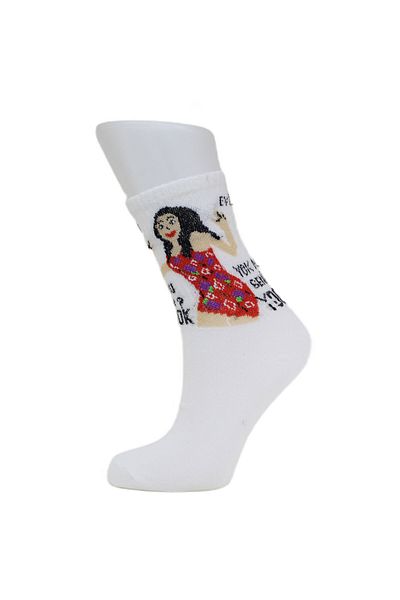 LOOKSOCKS Look Socks Dilber Home Isn'T a Barkin Character Patterned White College Socks