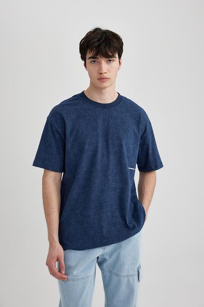 DeFacto Μπλουζάκι με κοντό μανίκι Boxy Fit Crew με στάμπα C2138ax24sm
