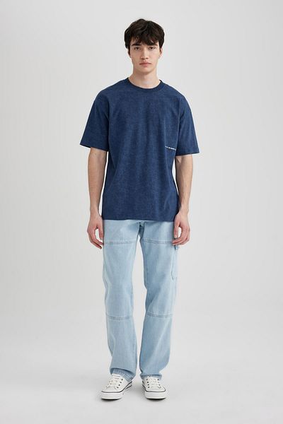 DeFacto Μπλουζάκι με κοντό μανίκι Boxy Fit Crew με στάμπα C2138ax24sm