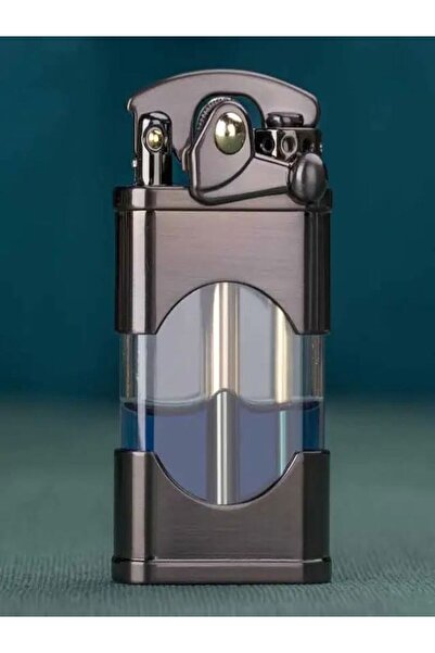 HK GİFT SHOP Orijinal Rüzgar Geçirmez Metal Gazyağı Çakmak Şeffaf Yakıt Tankı...