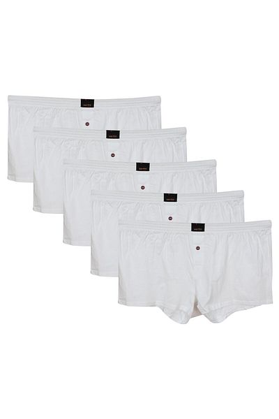 marufshop 5 Τεμάχια Plus Size Redzone Combed Cotton Boxer White