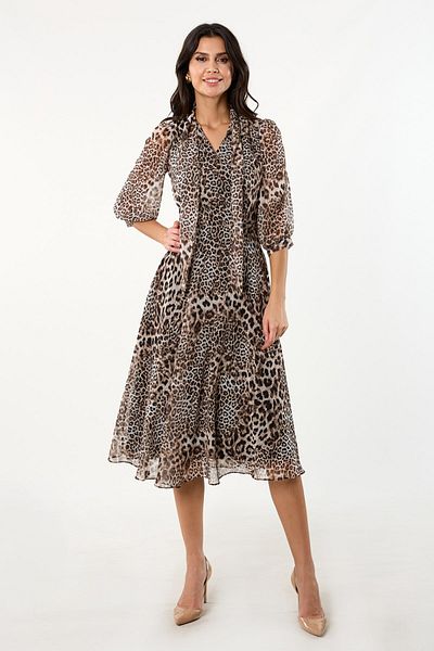 Spazio Niccolu Halter V-neck Flared Dress