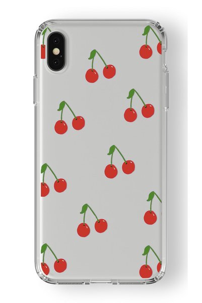 Multitronic حافظة شفافة مطبوعة بتصميم الكرز متوافقة مع هاتف Iphone X وXs