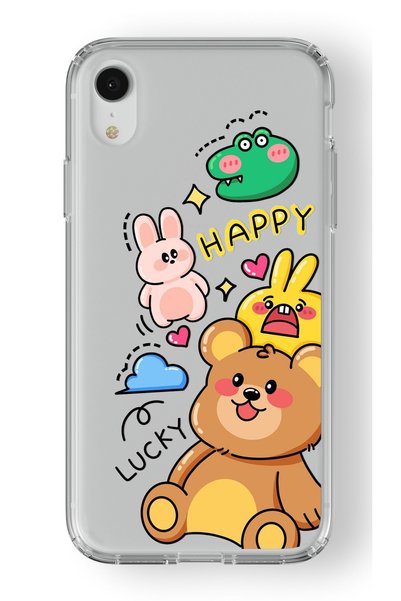 Multitronic iPhone Xr Compatible Happy Animals Design Printed Transparent Case