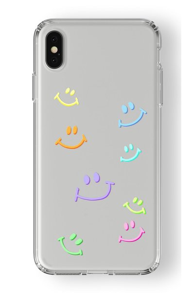 Multitronic حافظة شفافة مطبوعة بتصميم ابتسامة متوافقة مع هاتف Iphone X وXs