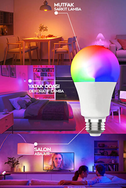 AfterTimes Rgb Led Ampül Oyuncu Odası 16 Farklı Renk Modu Uzun ömürlü 4 Farkl...