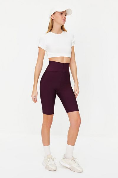 Trendyol Collection Szilvarestaurátor kötött sportmotoros/kerékpáros/rövid leggings THMSS23TY00021
