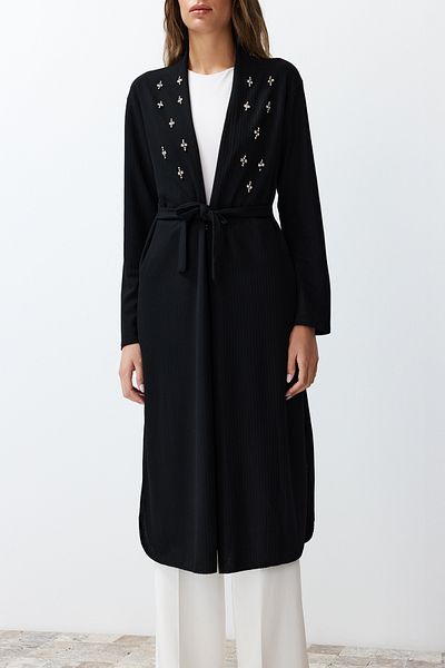 Trendyol Modest Black Stone Knitted Cap & Ferace TCTSS24KF00017