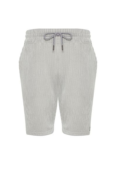 Trendyol Collection Regular Cut Gray Striped Shorts - TMNSS24SR00065