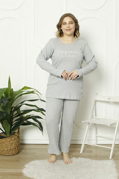 ELA Gray Large Size Women's Pajama Set Confidence