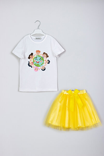 MYADA World Kids Themed April 23 Special Printed Skirt T-Shirt Combo Set