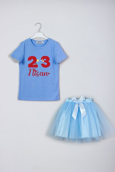 MYADA 23 aprilie Set combinat de fuste tricou cu imprimeu Luna și stea