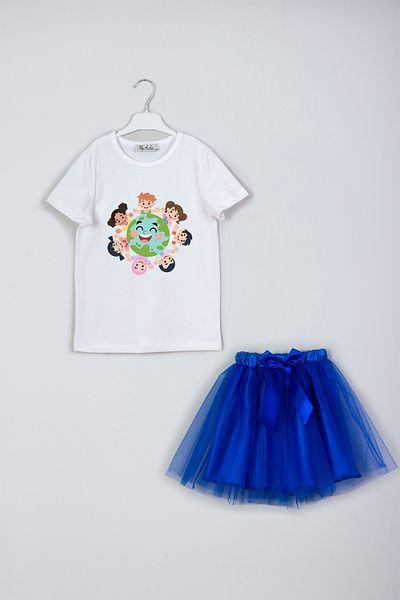 MYADA World Kids Themed April 23 Special Printed Skirt T-Shirt Combo Set