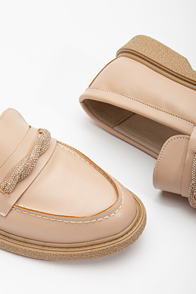 Tonny Black Kadın Nude Cilt Rahat Kalıp Önü Sarmal Taşlı Günlük Loafer